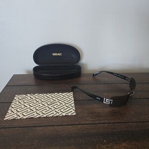 Versace Rimless Black Sunglasses With Case Lens Cloth MOD 2010-B